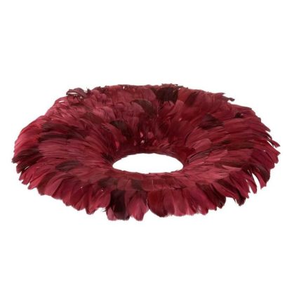 Objet à Poser | Couronne Déco "Plumes" 53cm Rouge Bordeaux Accessoires Déco Objet à Poser