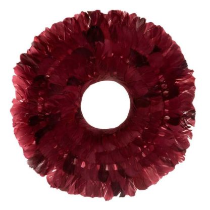 Objet à Poser | Couronne Déco "Plumes" 53cm Rouge Bordeaux Accessoires Déco Objet à Poser