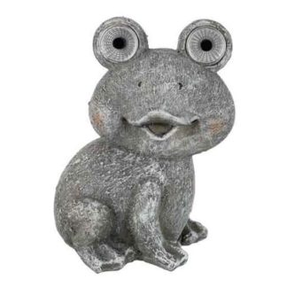 Statue & Statuette | Statuette Déco "Grenouille Solaire" 22cm Gris Accessoires Déco Gris