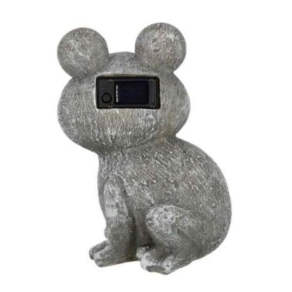 Statue & Statuette | Statuette Déco "Grenouille Solaire" 22cm Gris Accessoires Déco Gris