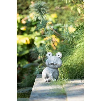 Statue & Statuette | Statuette Déco "Grenouille Solaire" 22cm Gris Accessoires Déco Gris