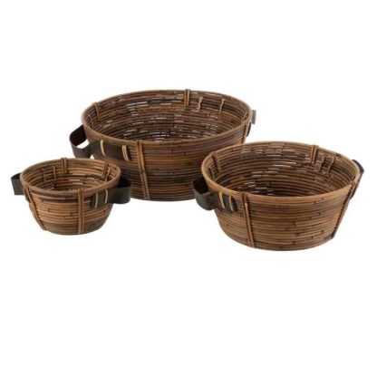 Vide Poche & Coupelle | Lot de 3 Coupelles Déco "Anse" 44cm Marron Accessoires Déco Marron