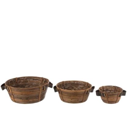 Vide Poche & Coupelle | Lot de 3 Coupelles Déco "Anse" 44cm Marron Accessoires Déco Marron