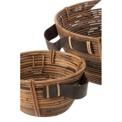 Vide Poche & Coupelle | Lot de 3 Coupelles Déco "Anse" 44cm Marron Accessoires Déco Marron