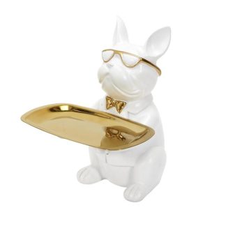 Vide Poche & Coupelle | Statuette & Vide-Poche "Bulldog" 21cm Blanc Accessoires Déco Blanc