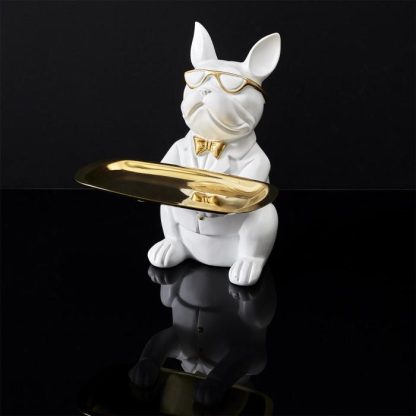 Vide Poche & Coupelle | Statuette & Vide-Poche "Bulldog" 21cm Blanc Accessoires Déco Blanc