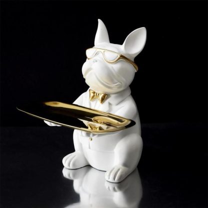 Vide Poche & Coupelle | Statuette & Vide-Poche "Bulldog" 21cm Blanc Accessoires Déco Blanc