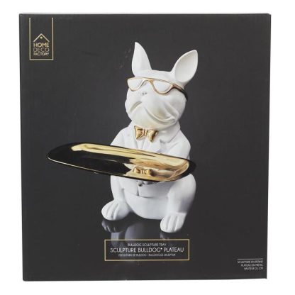 Vide Poche & Coupelle | Statuette & Vide-Poche "Bulldog" 21cm Blanc Accessoires Déco Blanc