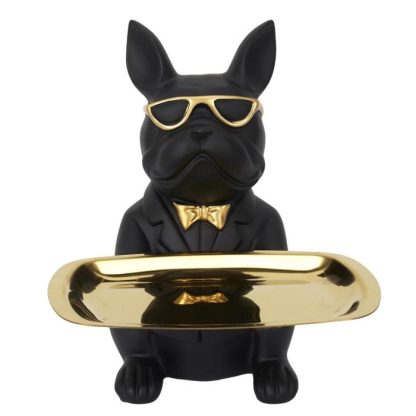 Vide Poche & Coupelle | Statuette & Vide-Poche "Bulldog" 21cm Noir Accessoires Déco Noir